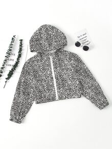 Bé Gái Jackets Dây kéo Báo Giải trí - Đen và trắng - Xem 1