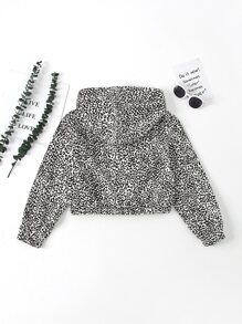 Bé Gái Jackets Dây kéo Báo Giải trí - Đen và trắng - Xem 2