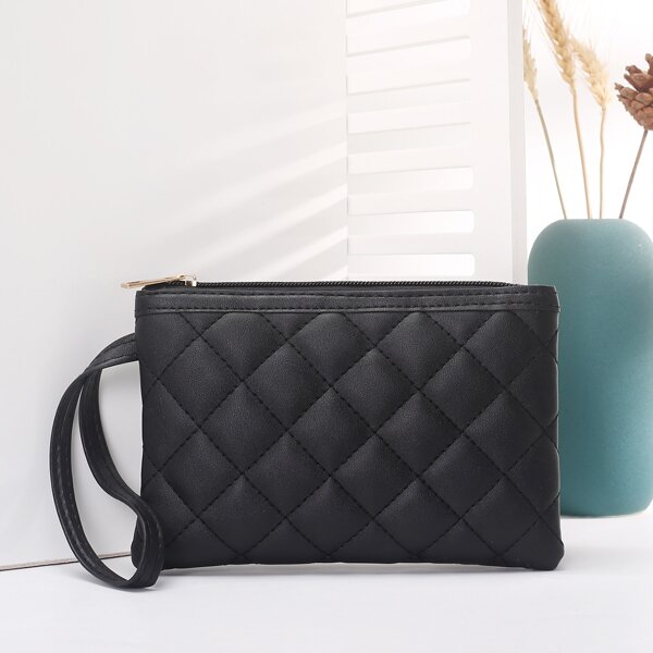 

Quilted Clutch Bag, Black