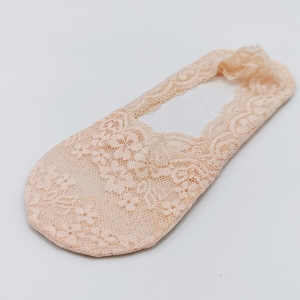 

Flower Print Lace Invisible Socks, Pink
