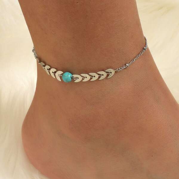 

Bead Decor Anklet, Silver