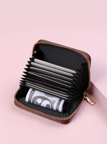 Dập nổi cá sấu Zip Ví thẻ - Cà phê nâu - Xem 2