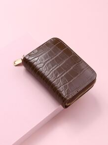 Dập nổi cá sấu Zip Ví thẻ - Cà phê nâu - Xem 3