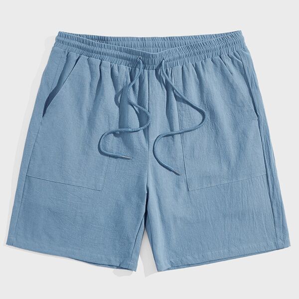

Men Drawstring Waist Shorts, Blue