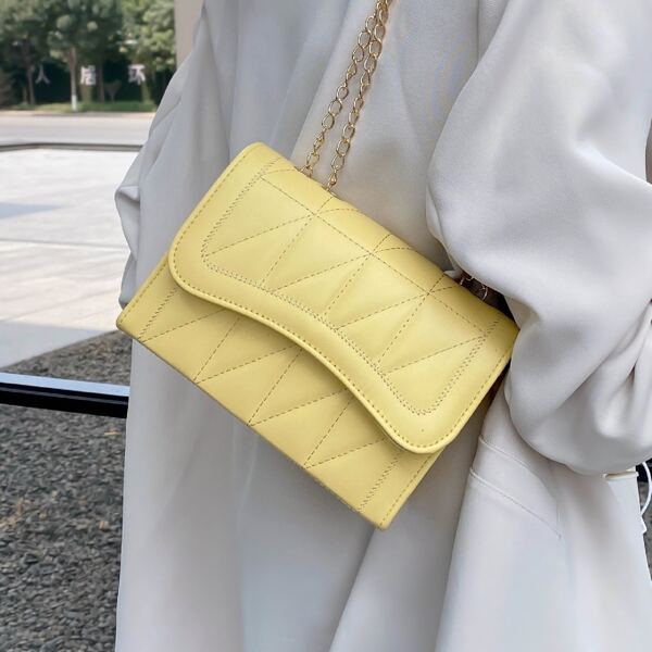 

Quilted Chain Shoulder Bag, Yellow