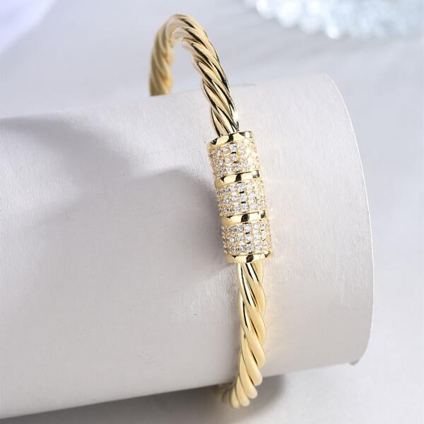 

Zircon Cuff Bangle, Gold