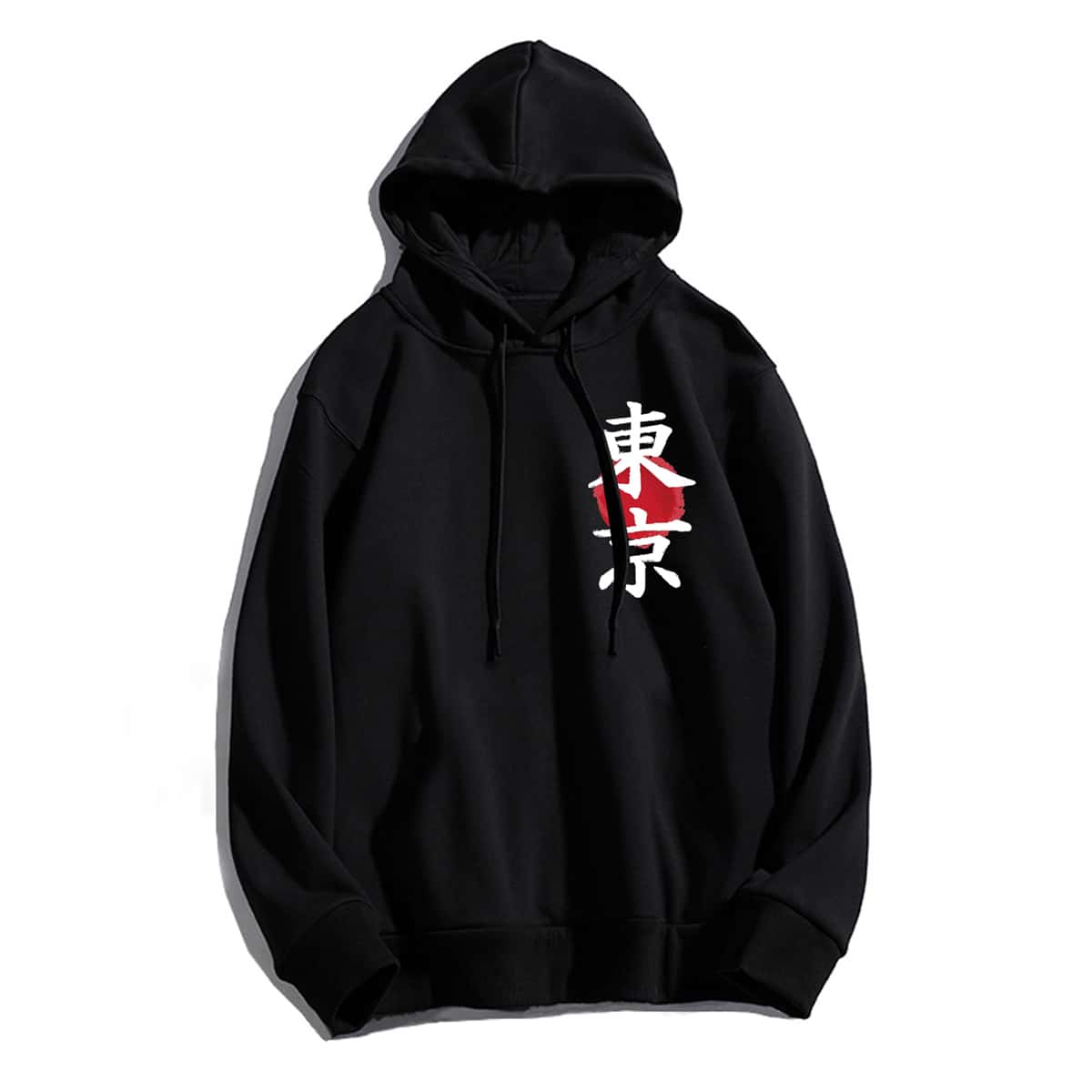 

Guys Letter Graphic Drawstring Hoodie, Black