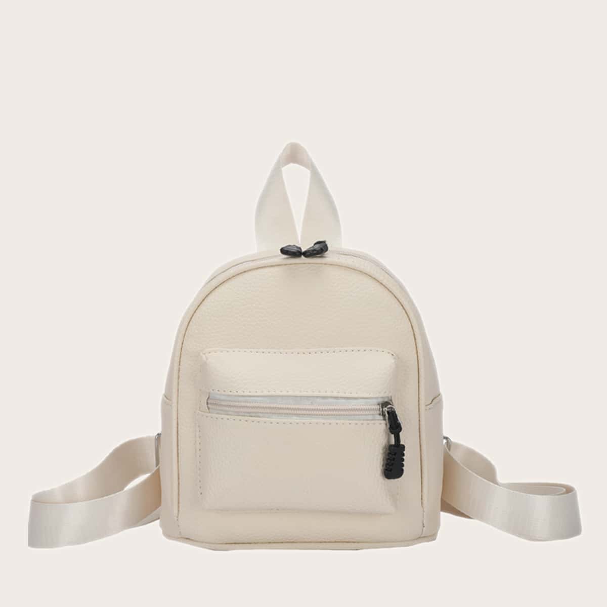 

Minimalist Pocket Front Classic Backpack, Beige