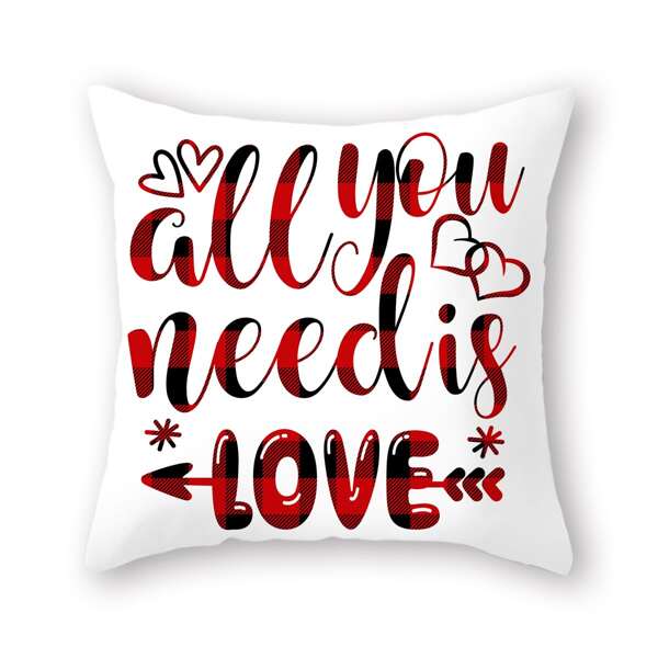 

Slogan Graphic Cushion Cover Without Filler, Red and white