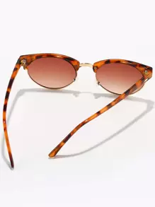 1入復古橢圓框金屬豹紋太陽眼鏡,男女皆宜,時尚經典裝飾,適用於戶外旅行海灘度假,防曬眼鏡 - 棕色 - 查看 4