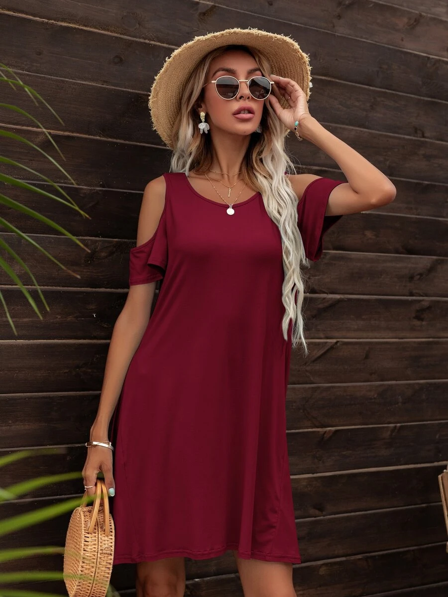 DEARCASE Đầm Cắt ra Hoa Boho - Màu Đỏ Sâu - Xem 1