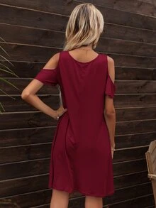 DEARCASE Đầm Cắt ra Hoa Boho - Màu Đỏ Sâu - Xem 2