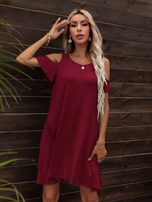 DEARCASE Đầm Cắt ra Hoa Boho - Màu Đỏ Sâu - Xem 4