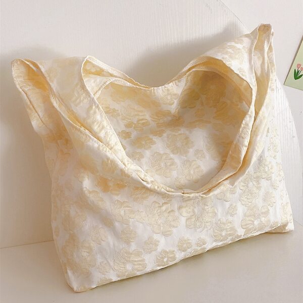 

Floral Graphic Large Capacity Tote Bag, White