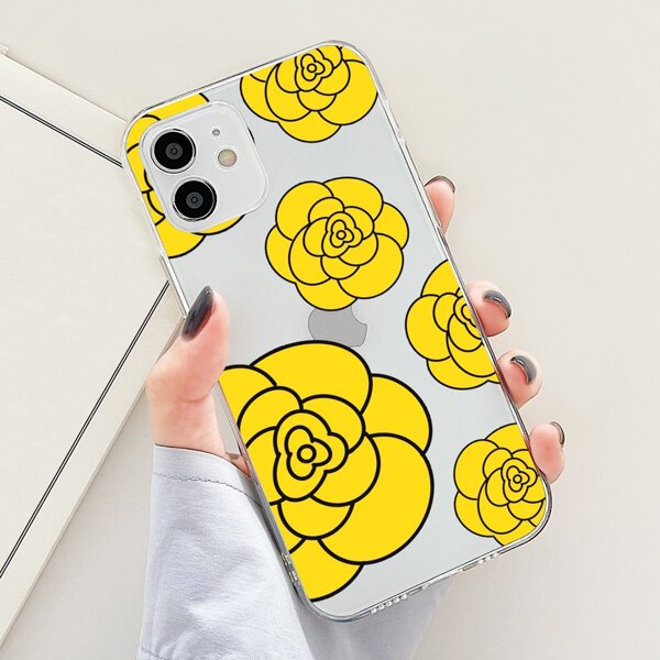 

Flower Painted Clear Phone Case, Multicolor