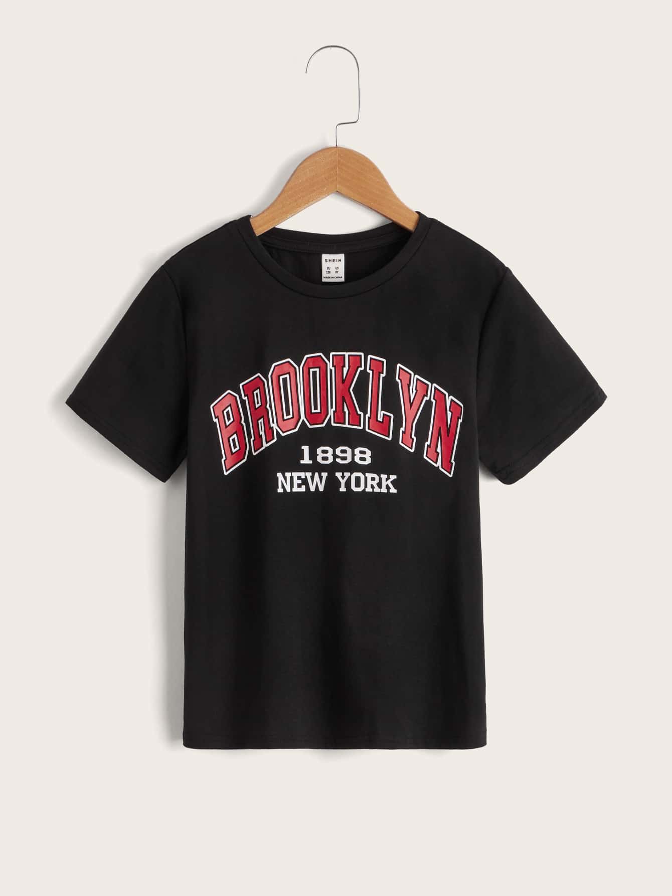 SHEIN Boys Number And Letter Graphic Tee - Black - View 1