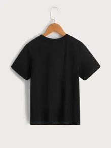 SHEIN Boys Number And Letter Graphic Tee - Black - View 2