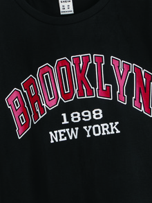 SHEIN Boys Number And Letter Graphic Tee - Black - View 4