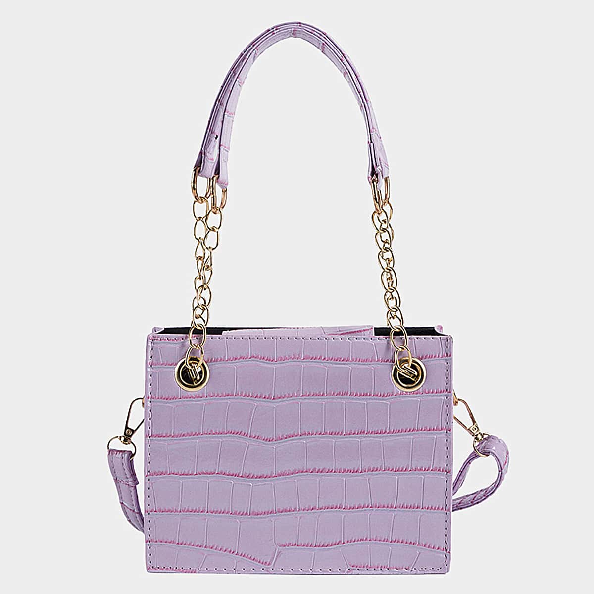 

Croc Embossed Shoulder Bag, Purple