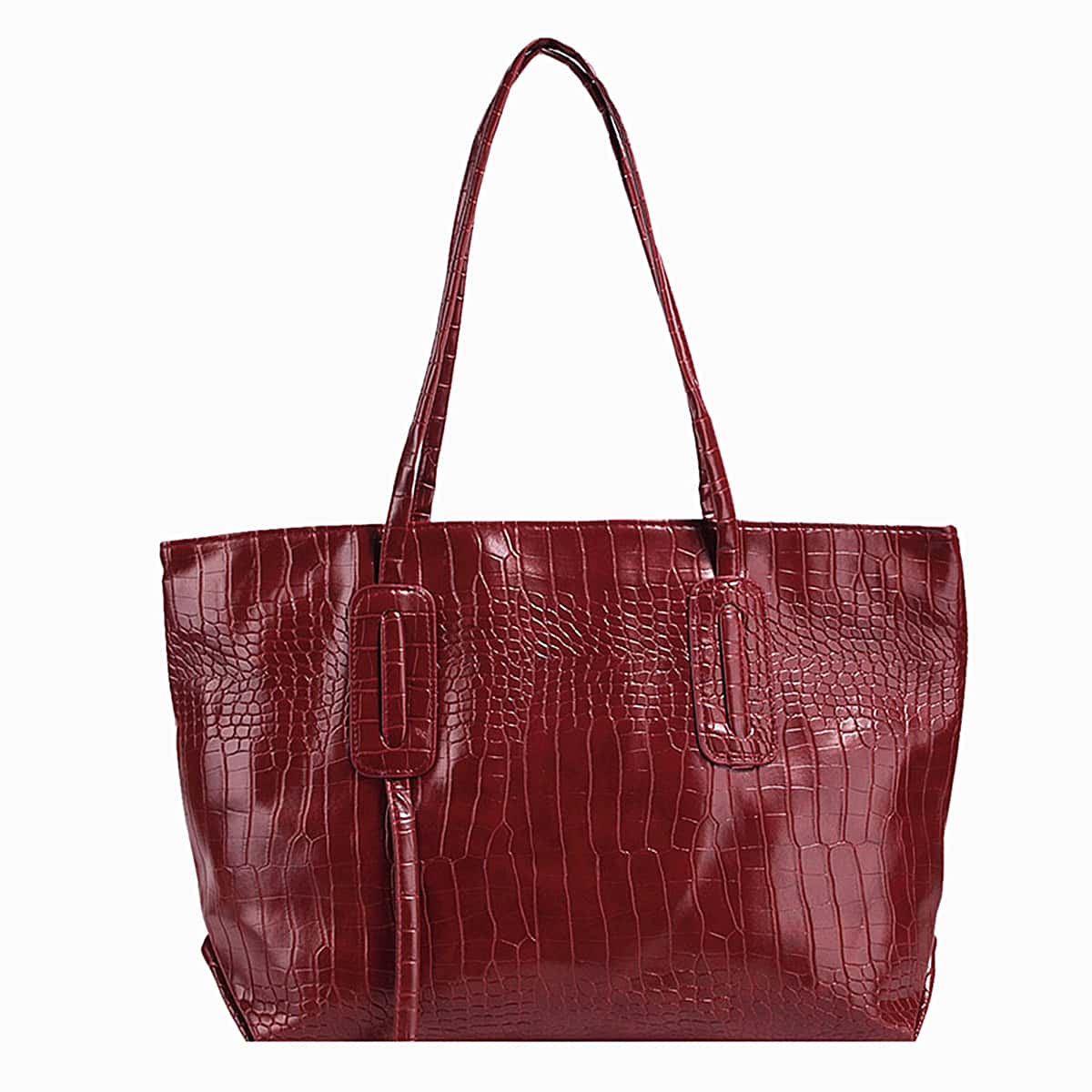 

Croc Embossed Tote Bag, Red
