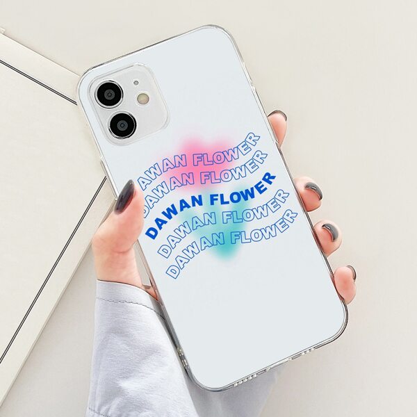 

Letter Graphic Clear Phone Case, Multicolor