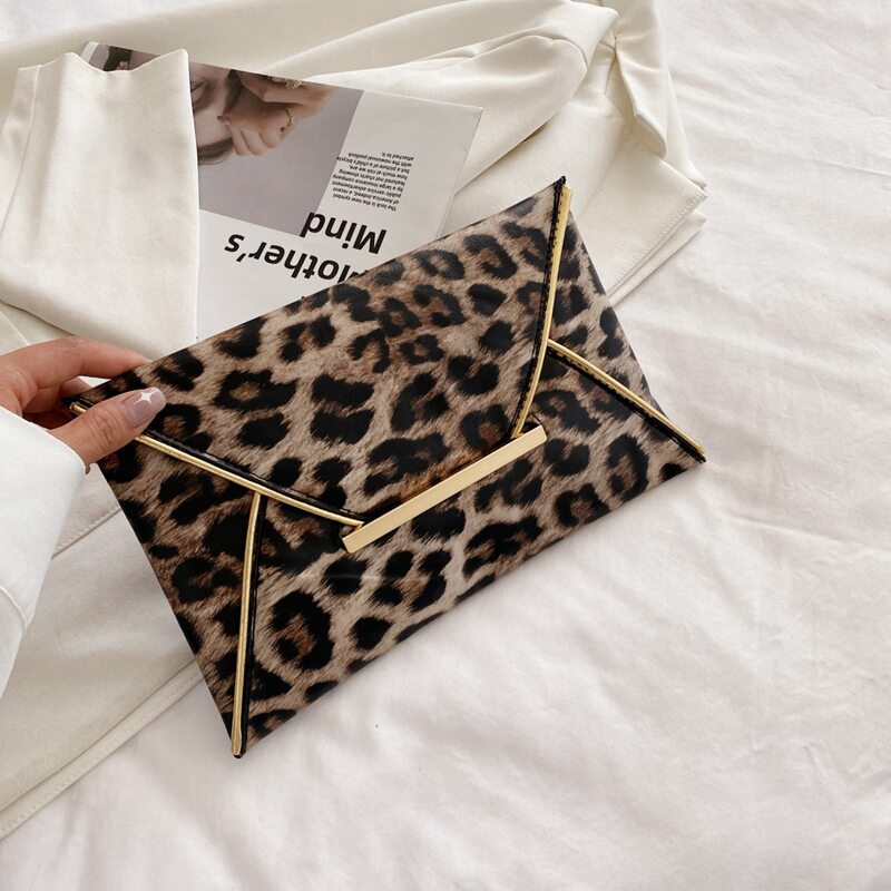 

Leopard Pattern Clutch Bag, Brown