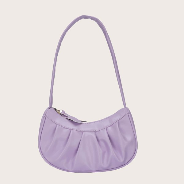 

Minimalist Ruched Design Baguette Bag, Purple