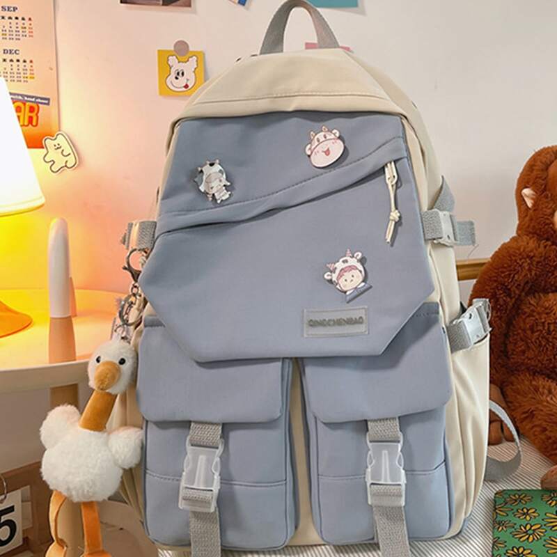

Two Tone Large Capacity School Bag, Blue