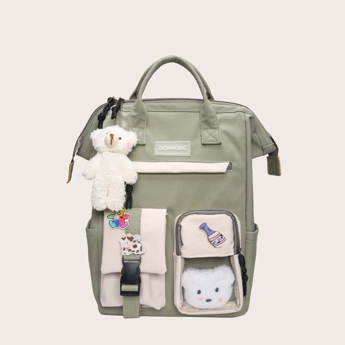 

Cartoon Design Doll Decor Backpack, Multicolor