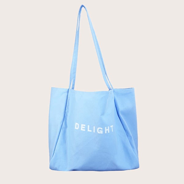 

Letter Graphic Shoulder Tote Bag, Baby blue