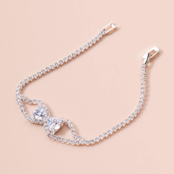 

Girls Rhinestone Decor Bracelet, Silver