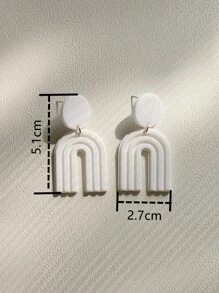 Bông tai hình học thả - trắng - Xem 4