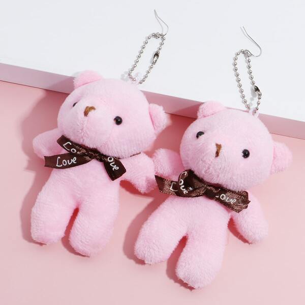 

Girls Bear Drop Earrings, Pink