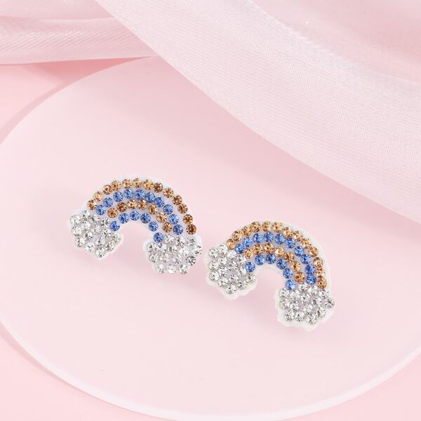 

Girls Rhinestone Rainbow Stud Earrings, Multicolor