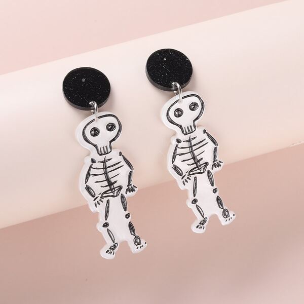 

Acrylic Skeleton Drop Earrings, Black and white