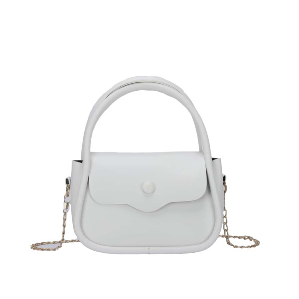 

Snap Button Flap Satchel Bag, White