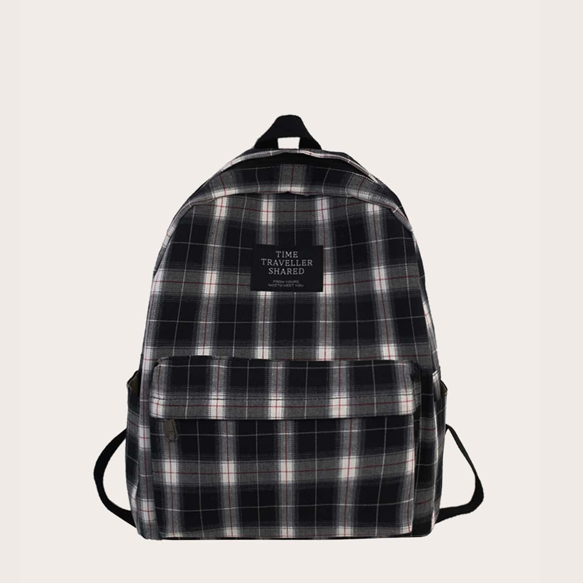 

Plaid Pattern Functional Backpack, Multicolor