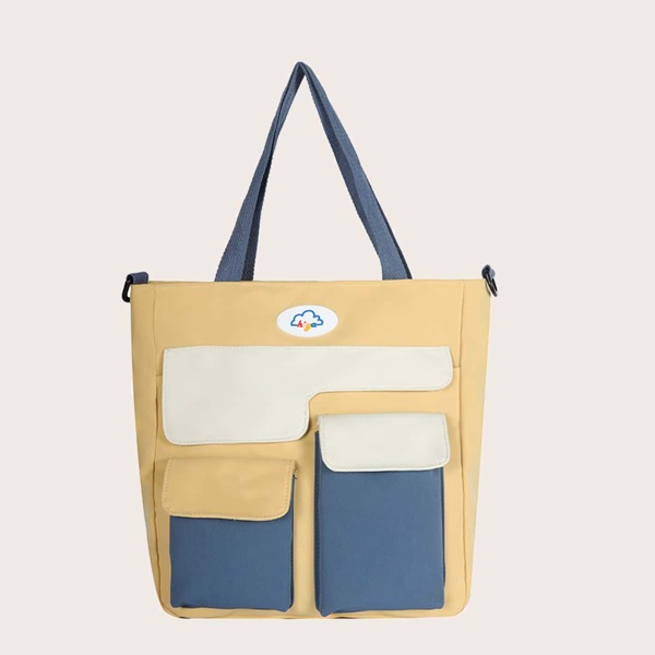 

Colorblock Shoulder Tote Bag, Yellow