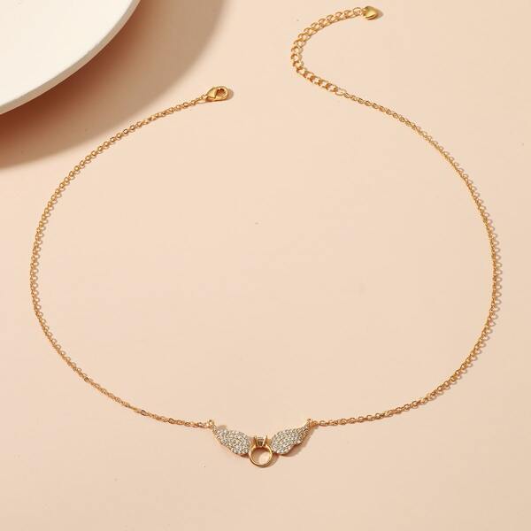 

Zircon Wing Pendant Necklace, Gold