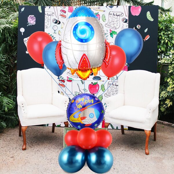 

14pcs Rocket Design Balloon Set, Multicolor