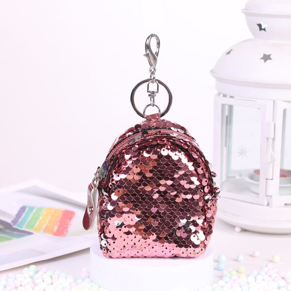 

Sequins Decor Coin Case, Burgundy