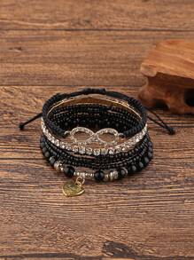 6pcs Rhinestone Decor Bracelet