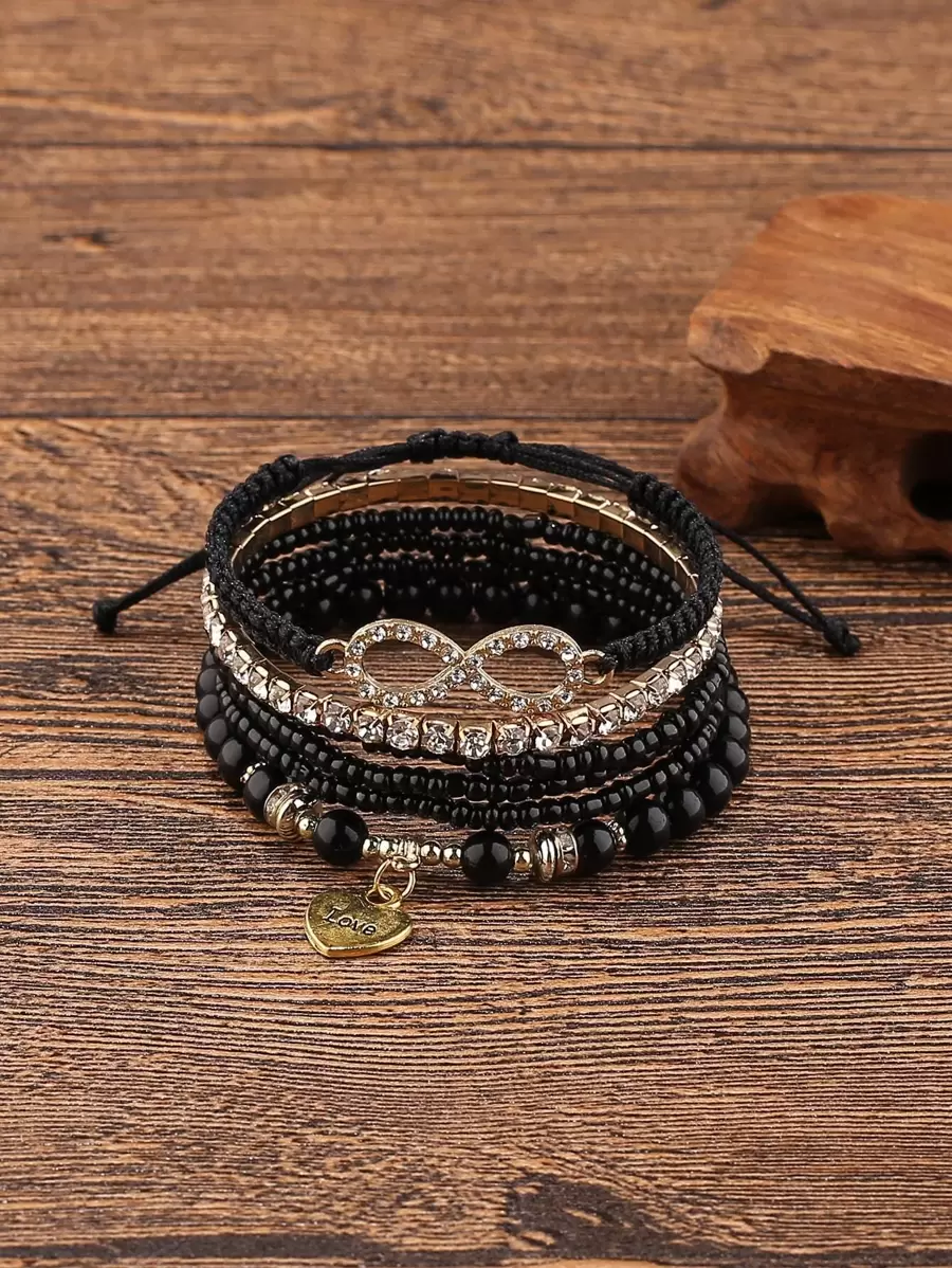 6pcs Rhinestone Decor Bracelet