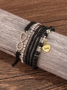 6pcs Rhinestone Decor Bracelet