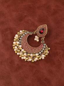 對復古風格水鑽裝飾鐘形珠寶耳環 - 彩色 - 查看 3