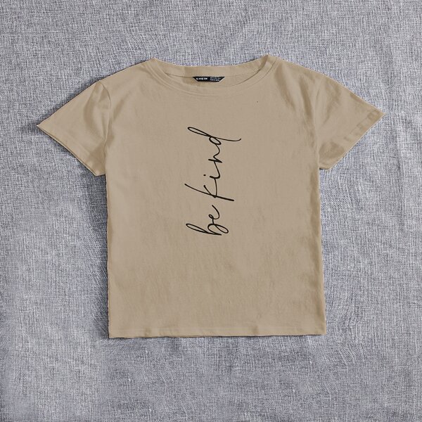 

Slogan Graphic Short Sleeve Tee, Khaki