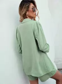 SHEIN Clasi 翻領單排扣西裝外套帶短褲