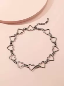 時尚簡約的空心拼接愛心頸鍊,適合女生日常穿著 - 槍黑色 - 查看 2