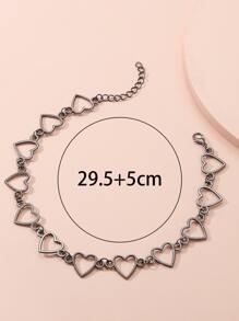 時尚簡約的空心拼接愛心頸鍊,適合女生日常穿著 - 槍黑色 - 查看 4