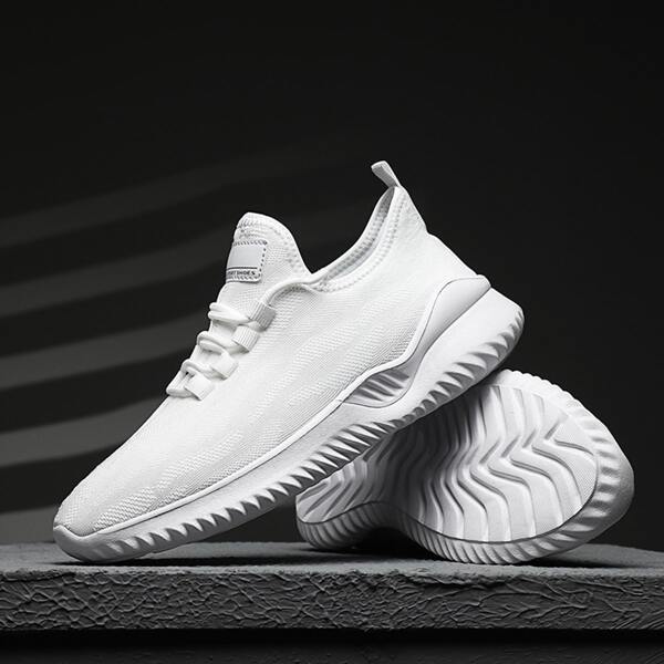 

Men Minimalist Lace-up Running Shoes, White